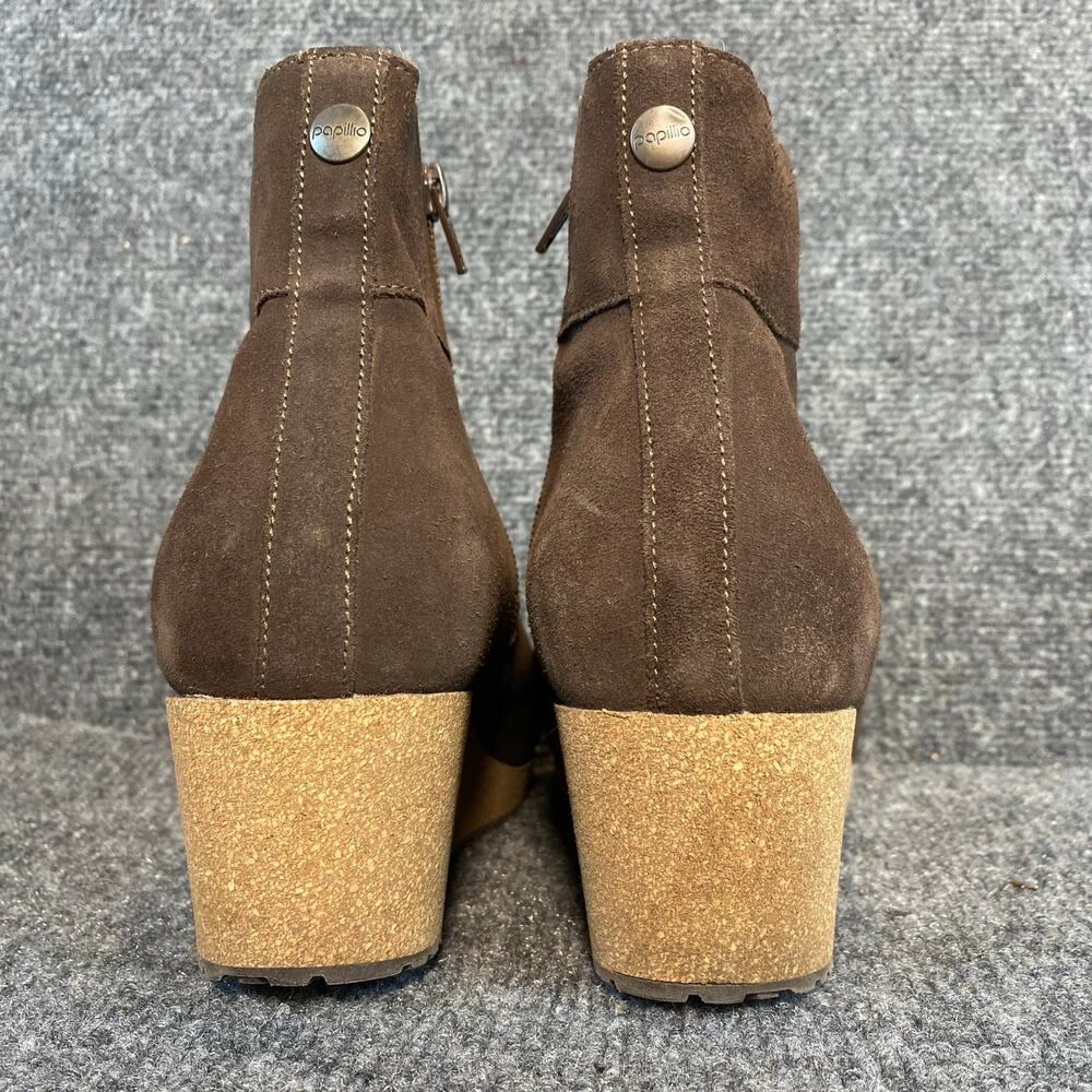 Birkenstock Papilio Ebba Brown Suede Wedge Ankle Boots Zip Booties Womens 9 - Picture 5 of 8